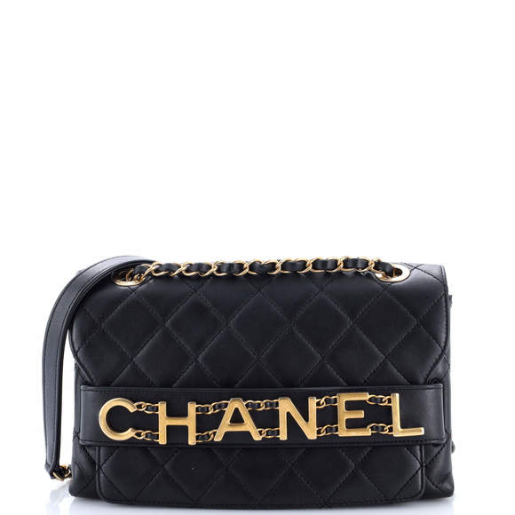 Chanel Medium Logo Enchained Flap Bag Quilted Calfskin - Picture 1 of 8